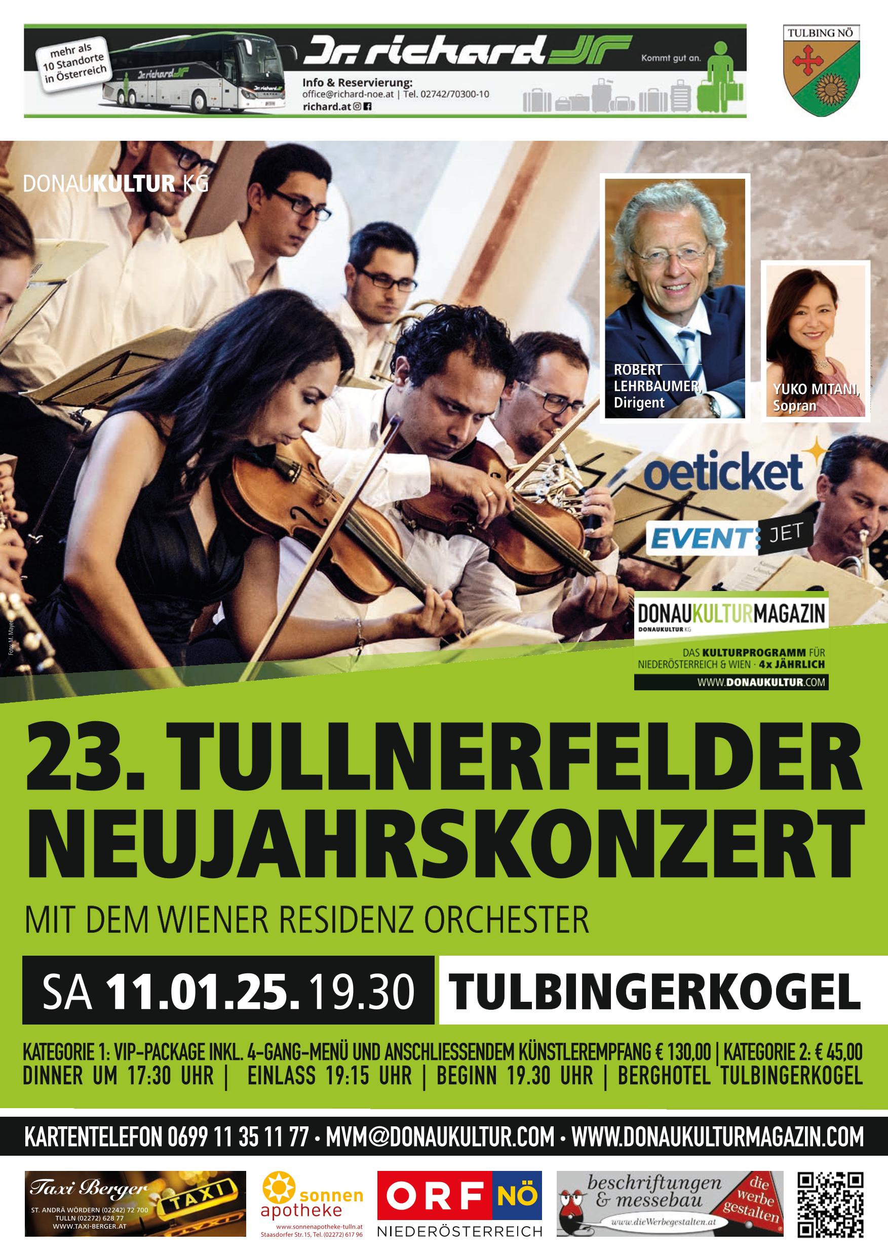 Die Donaukultur und Dr. Richard präsentieren: 22. Tullnerfelder Neujahrskonzert mit dem Wiener Residenzorchester – 11. Jänner 2025